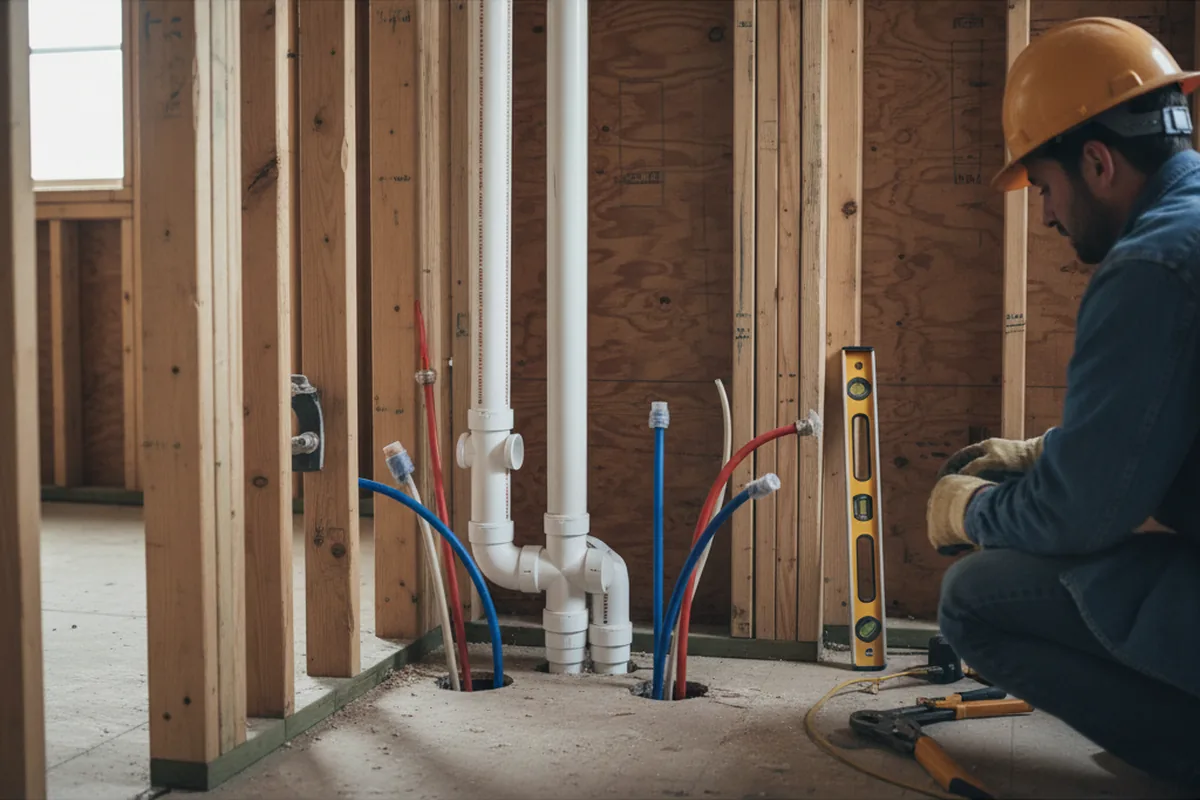 Drain and supply rough-in during Leak Detection in Gwynn